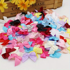 100pcs Mixed Satin Ribbon Bows 22mm Hand Bow Small Bows For DIY Crafts