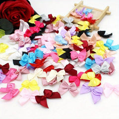 100pcs Mixed Satin Ribbon Bows 22mm Hand Bow Small Bows For DIY Crafts