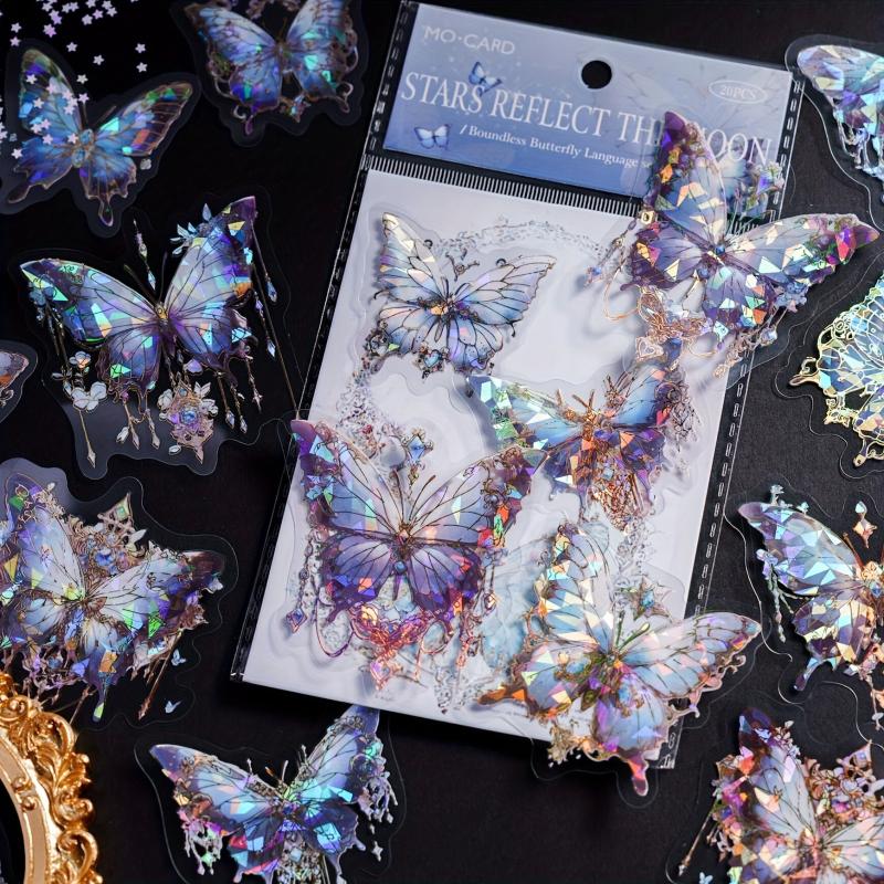 20pcs Laser Butterfly Stickers for Scrapbooking Junk Journal Supplies