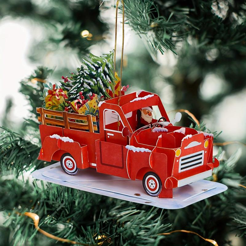 Christmas Truck Pop Up Ornament Greeting Card