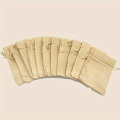 10pcs Burlap Gift Bags With Drawstring Wedding Hessian Jute Bags