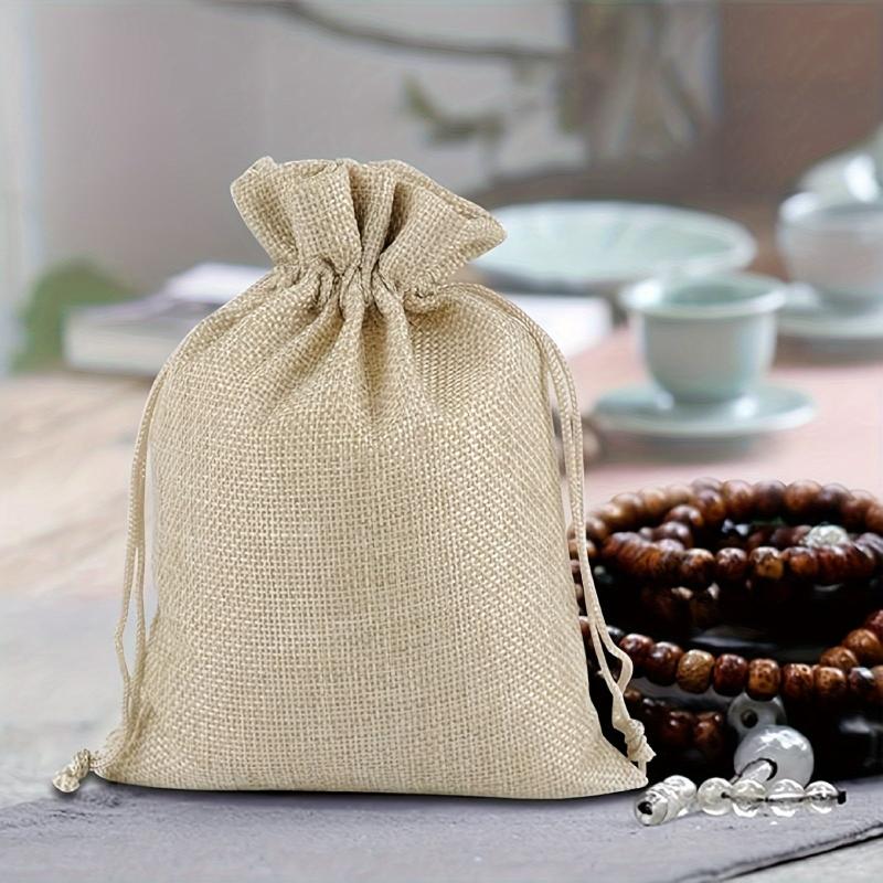 10pcs Burlap Gift Bags With Drawstring Wedding Hessian Jute Bags
