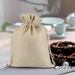10pcs Burlap Gift Bags With Drawstring Wedding Hessian Jute Bags