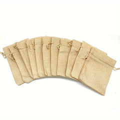 10pcs Burlap Gift Bags With Drawstring Wedding Hessian Jute Bags