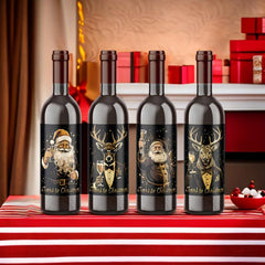 9pcs Christmas Wine Bottle Stickers Waterproof 12.7x9 - Christmas Party Decor