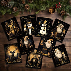 9pcs Christmas Wine Bottle Stickers Waterproof 12.7x9 - Christmas Party Decor