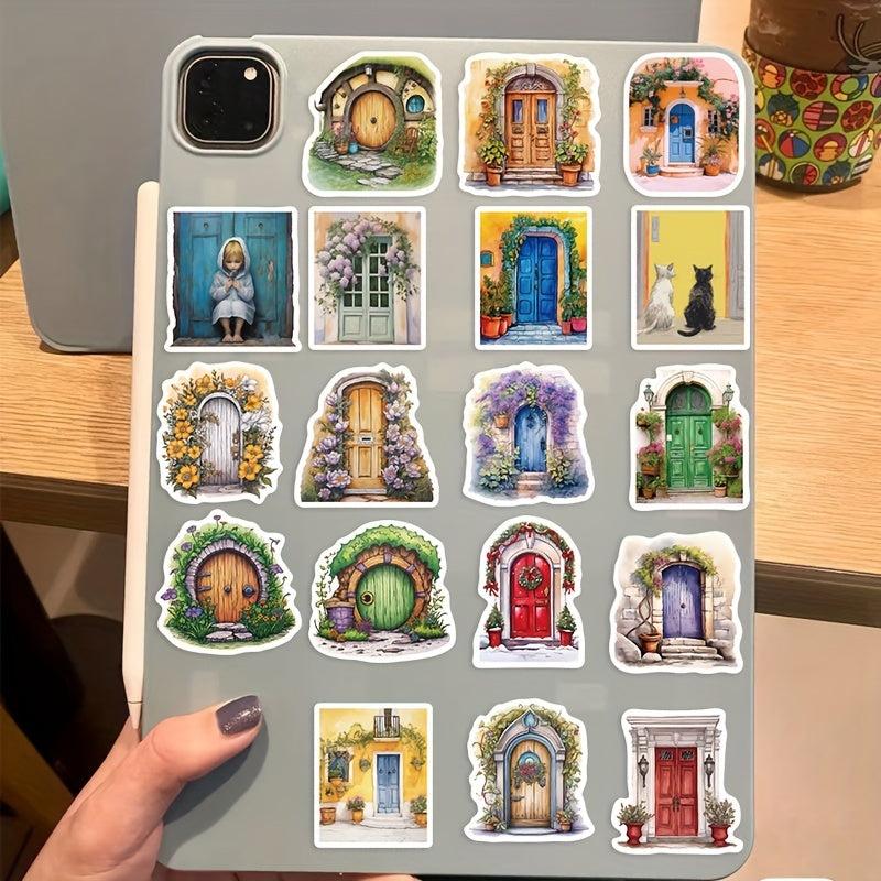 50 Pcs Vintage Door Scrapbook Stickers Retro Boho Flowers for Journaling