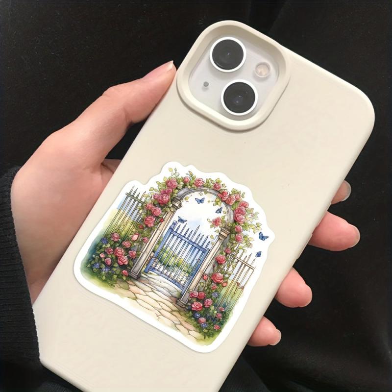 50 Pcs Vintage Door Scrapbook Stickers Retro Boho Flowers for Journaling