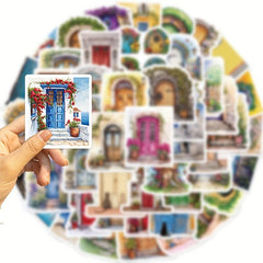 50 Pcs Vintage Door Scrapbook Stickers Retro Boho Flowers for Journaling