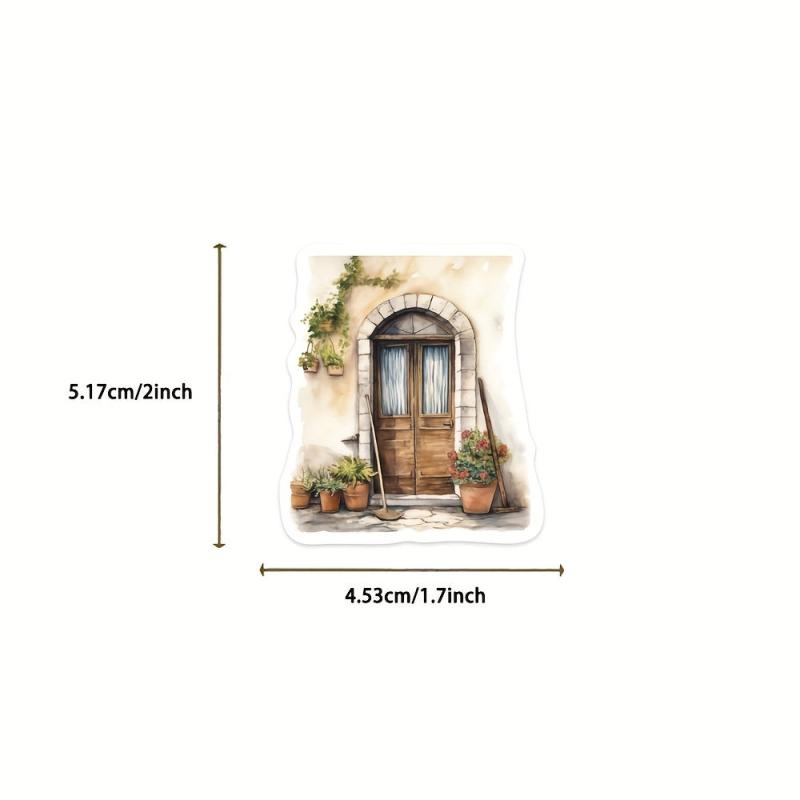 50 Pcs Vintage Door Scrapbook Stickers Retro Boho Flowers for Journaling