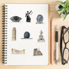 65pcs Landmark Building Graffiti Stickers Water Bottles Backpacks Laptops