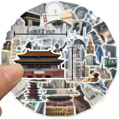 65pcs Landmark Building Graffiti Stickers Water Bottles Backpacks Laptops