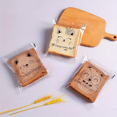 100pcs Cat Pattern Print Ziplock Bag for Gift Packaging