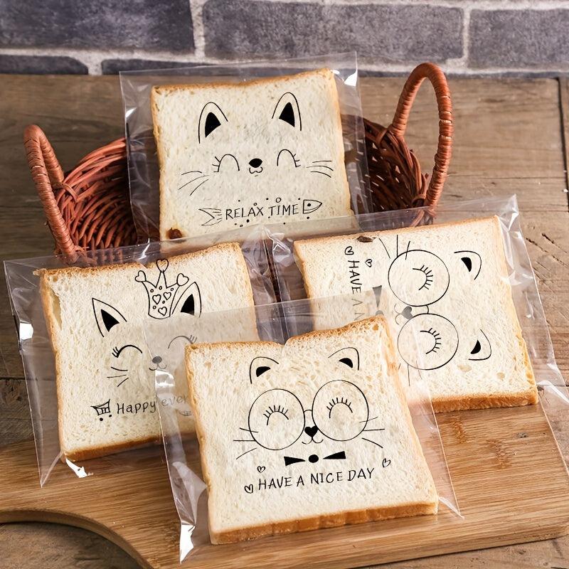 100pcs Cat Pattern Print Ziplock Bag for Gift Packaging