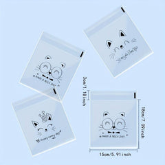 100pcs Cat Pattern Print Ziplock Bag for Gift Packaging