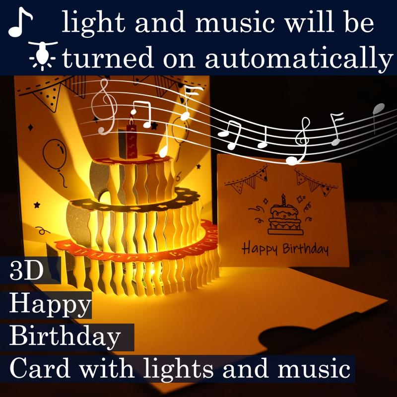 Happy Birthday Card 3D LIGHT & MUSIC Pop Up Card