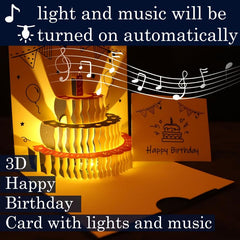 Happy Birthday Card 3D LIGHT & MUSIC Pop Up Card