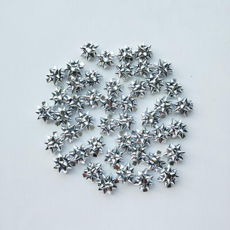 50pcs Mini Christmas Bows 2 Metallic Star Mini Gift Bow Self Adhesive Bows