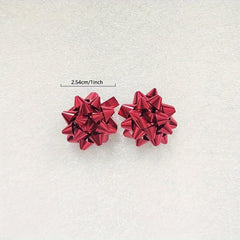 50pcs Mini Christmas Bows 2 Metallic Star Mini Gift Bow Self Adhesive Bows