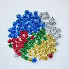 50pcs Mini Christmas Bows 2 Metallic Star Mini Gift Bow Self Adhesive Bows