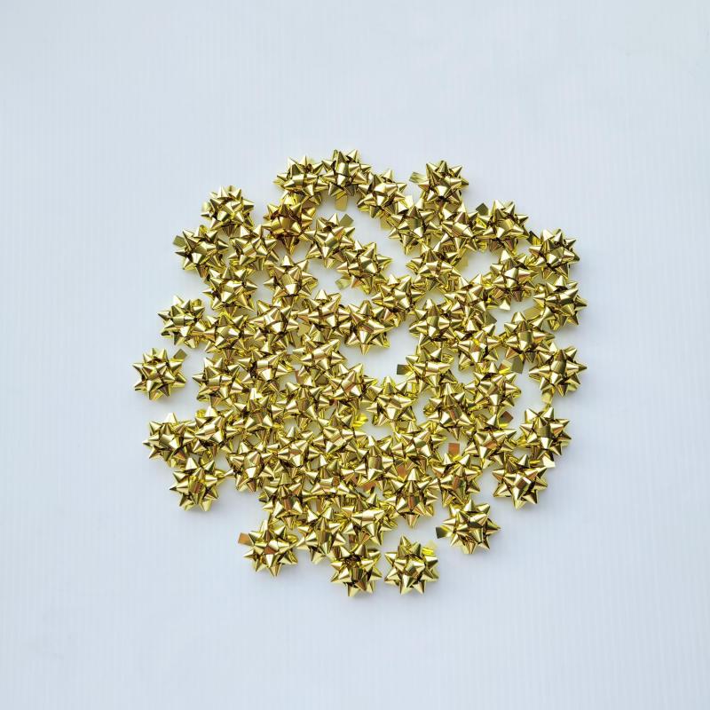 50pcs Mini Christmas Bows 2 Metallic Star Mini Gift Bow Self Adhesive Bows