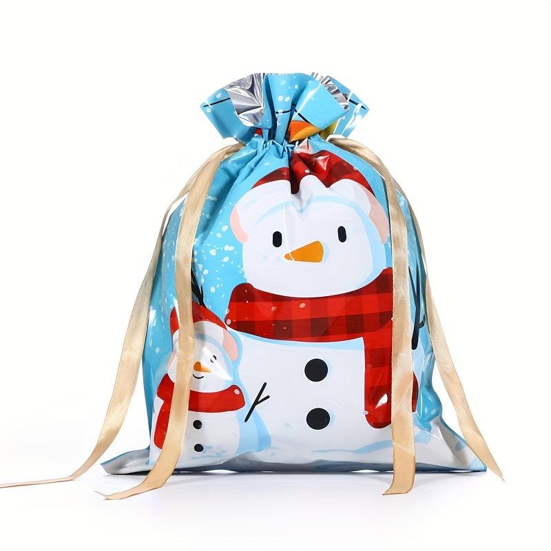 Christmas Gift Bags 10pcs Drawstring Bundle Pocket with Golden Rope