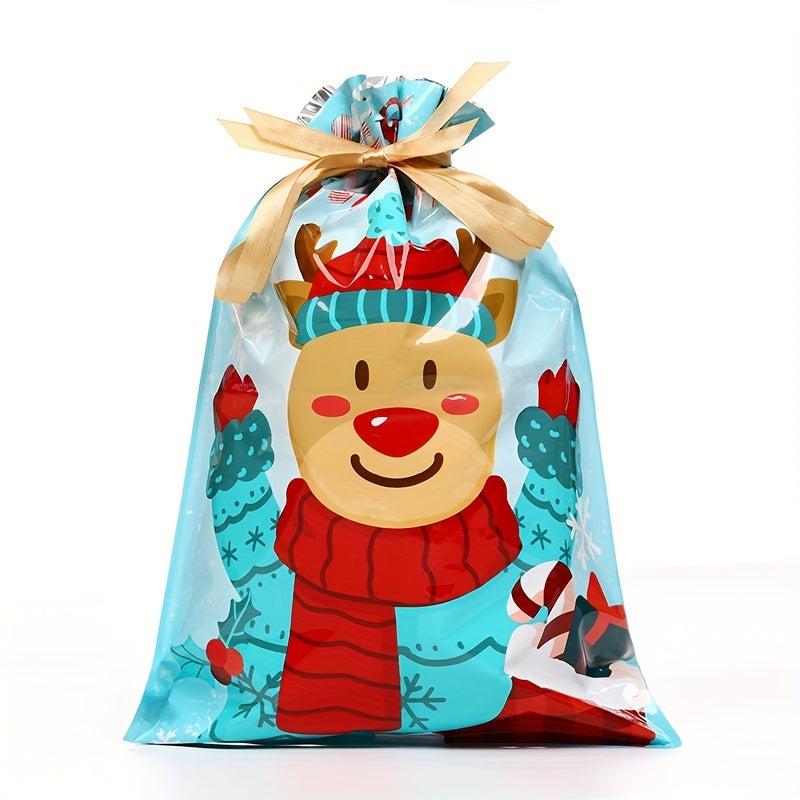 Christmas Gift Bags 10pcs Drawstring Bundle Pocket with Golden Rope