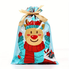 Christmas Gift Bags 10pcs Drawstring Bundle Pocket with Golden Rope