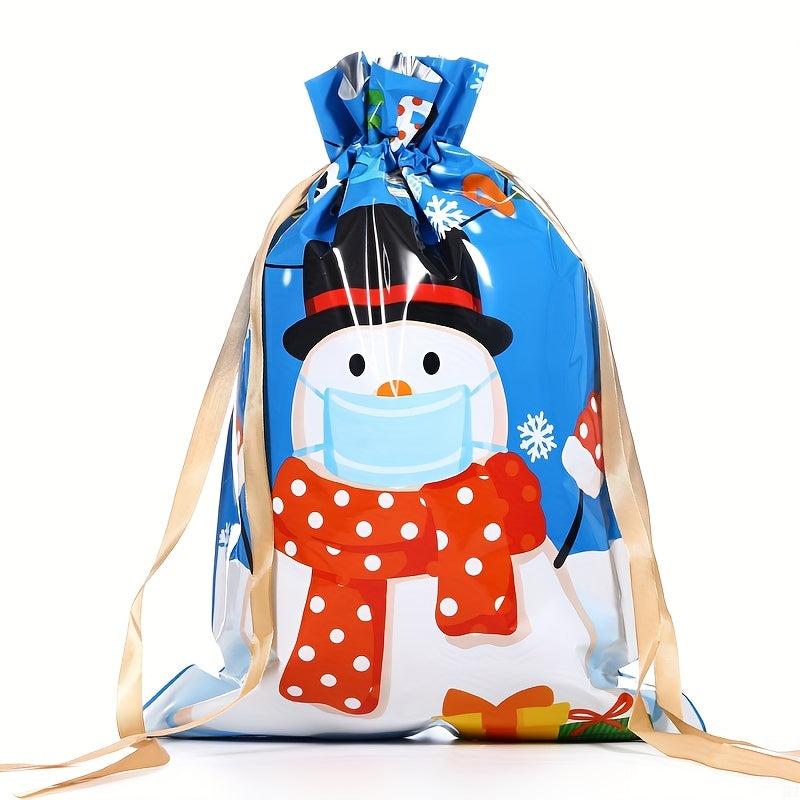 Christmas Gift Bags 10pcs Drawstring Bundle Pocket with Golden Rope