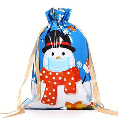 Christmas Gift Bags 10pcs Drawstring Bundle Pocket with Golden Rope