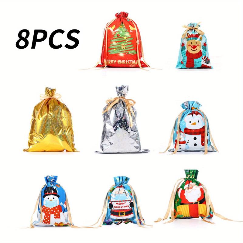 Christmas Gift Bags 10pcs Drawstring Bundle Pocket with Golden Rope