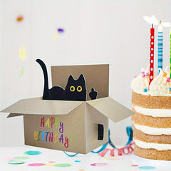 Funny Cat Pop Up Birthday Greeting Card with Envelop & Message Card