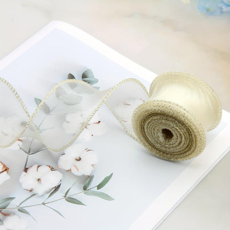 9M Golden Edged Mermaid Flowers Baking Wrap Cake Streamers Ribbon Bouquets