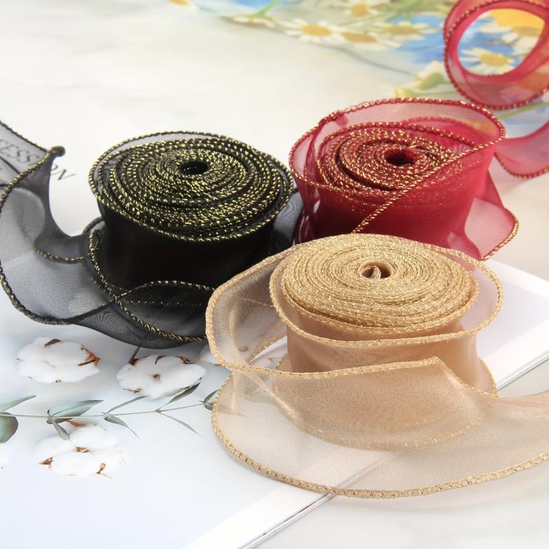 9M Golden Edged Mermaid Flowers Baking Wrap Cake Streamers Ribbon Bouquets