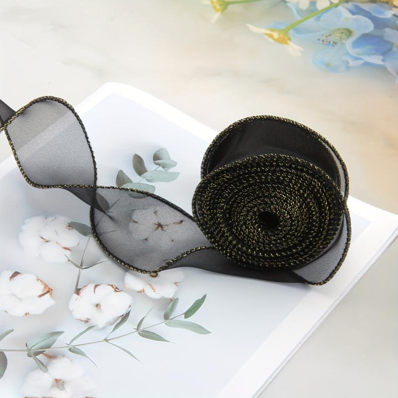 9M Golden Edged Mermaid Flowers Baking Wrap Cake Streamers Ribbon Bouquets