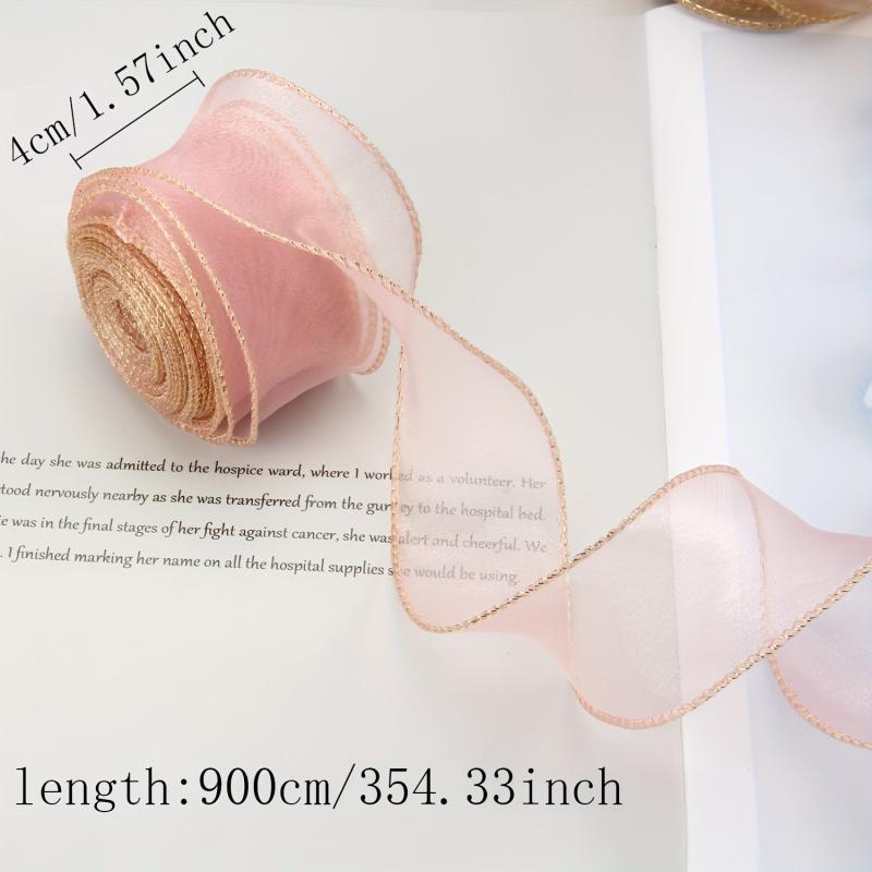 9M Golden Edged Mermaid Flowers Baking Wrap Cake Streamers Ribbon Bouquets