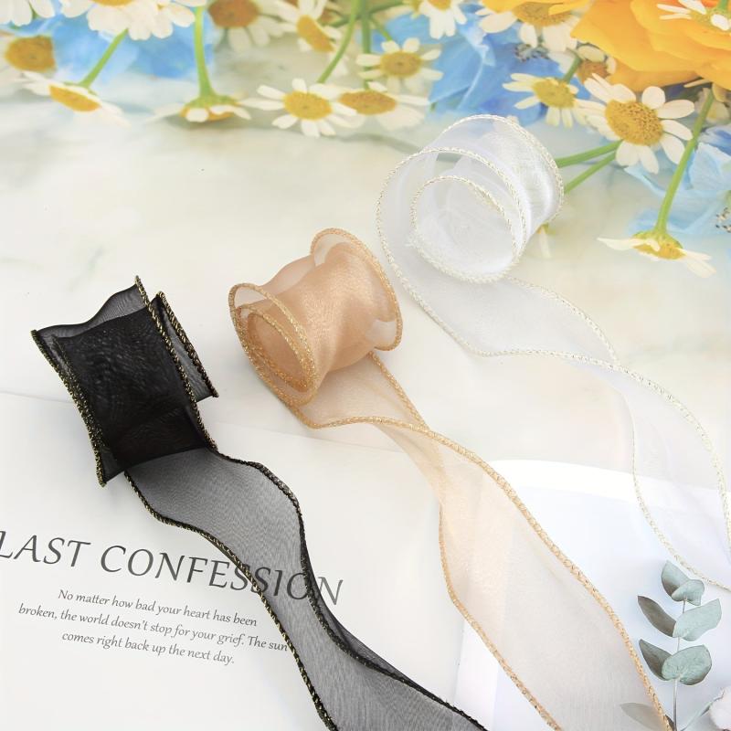 9M Golden Edged Mermaid Flowers Baking Wrap Cake Streamers Ribbon Bouquets