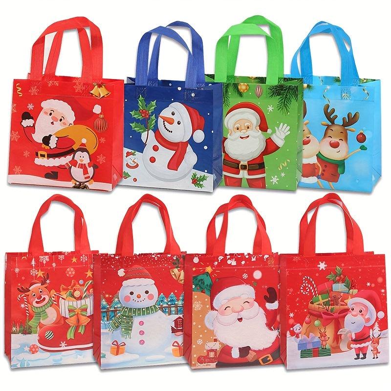16pcs Christmas Nonwoven Gift Bag Party Santa Elk Snowman Navidad Shopping Bag