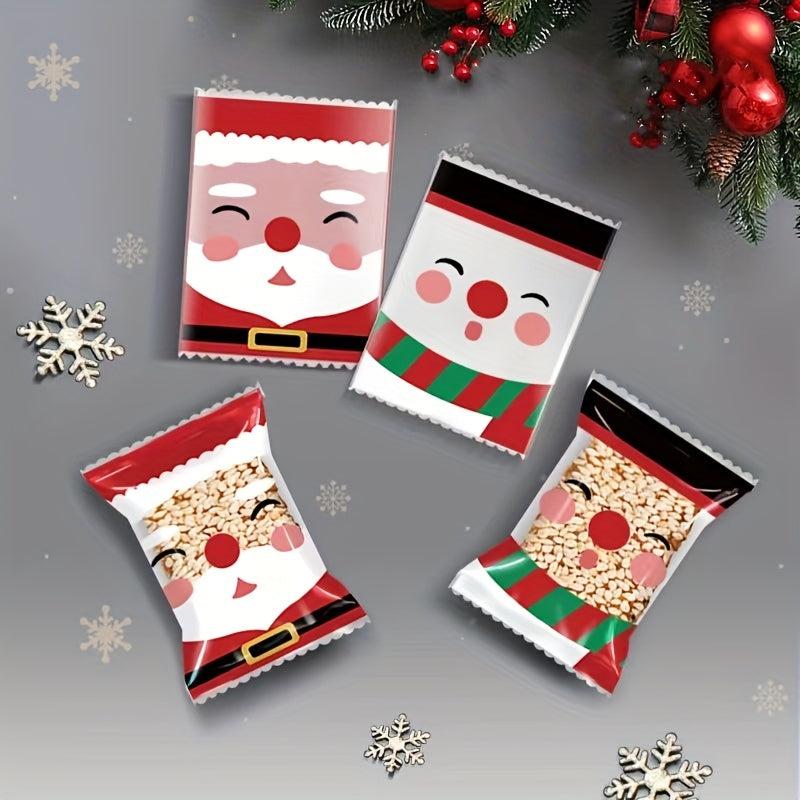 100pcs Baking Christmas Gift Bag Snack Cookie Bag Self-sealing Food Packaging