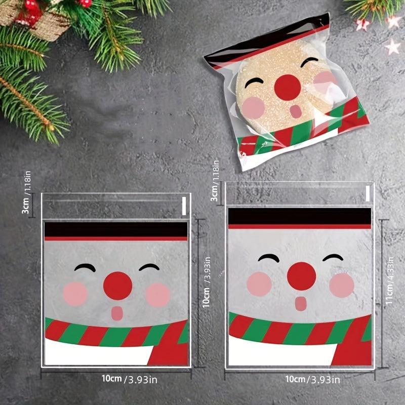 100pcs Baking Christmas Gift Bag Snack Cookie Bag Self-sealing Food Packaging