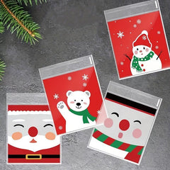 100pcs Baking Christmas Gift Bag Snack Cookie Bag Self-sealing Food Packaging