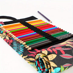 Canvas Roll Pen Curtain Pencil Bag 12 Holes