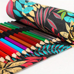Canvas Roll Pen Curtain Pencil Bag 12 Holes