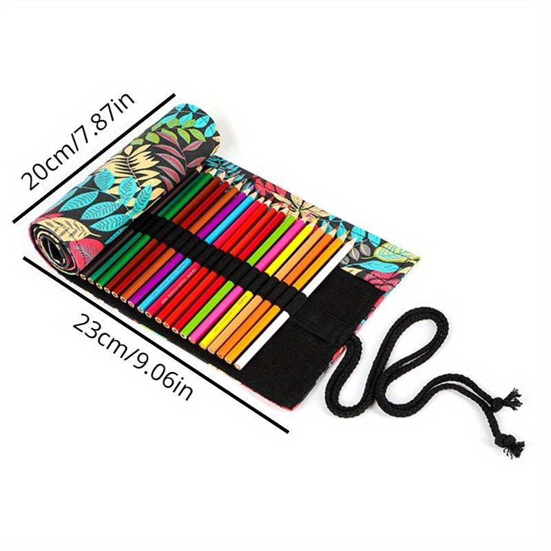 Canvas Roll Pen Curtain Pencil Bag 12 Holes