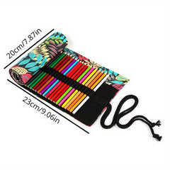 Canvas Roll Pen Curtain Pencil Bag 12 Holes