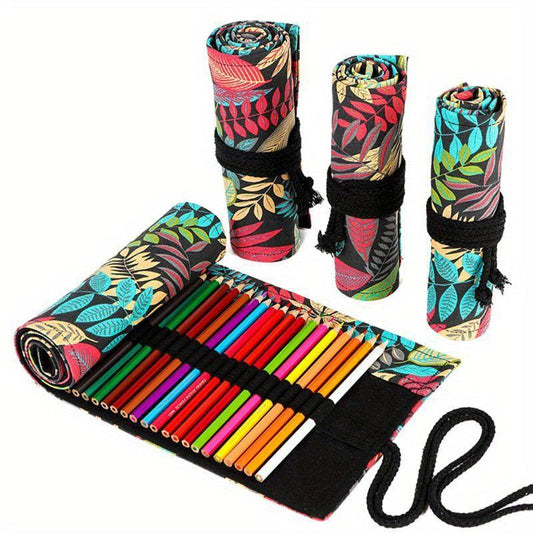 Canvas Roll Pen Curtain Pencil Bag 12 Holes
