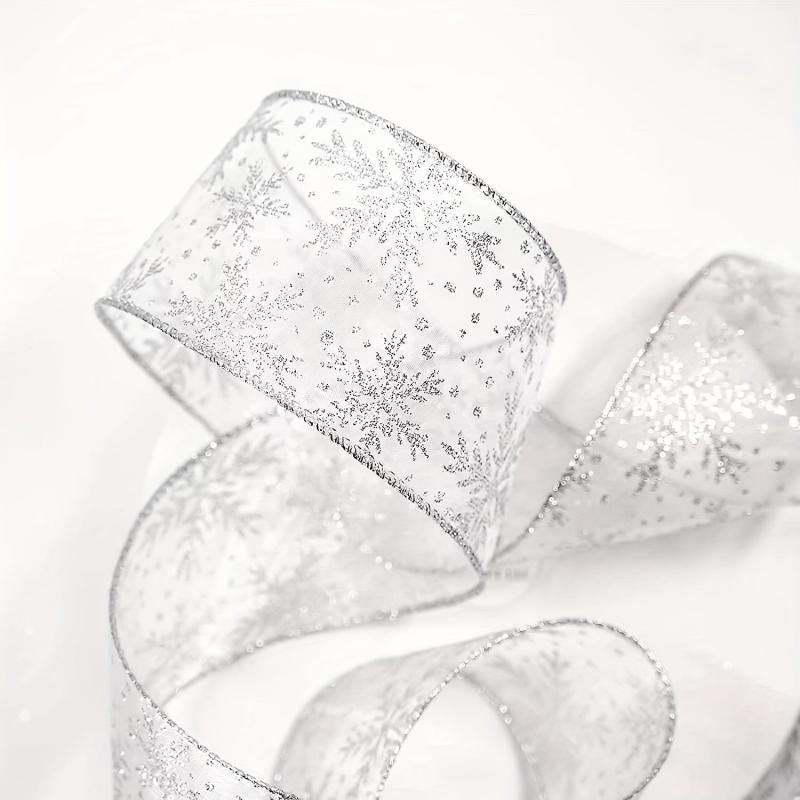 Snowflake Wired Ribbon Silvery For Christmas Home Decor Gift Wrapping Bow