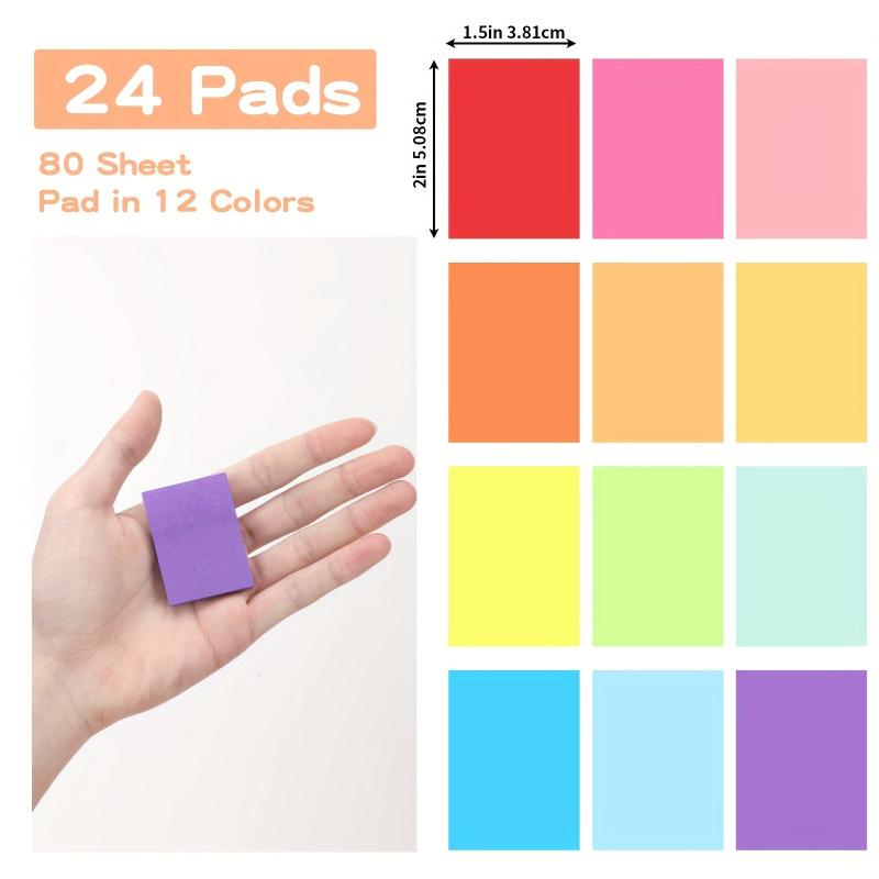 30pcs Mini Sticky Notes 12 Colors Self Adhesive Tiny Note Pad Bulk Tearable Box