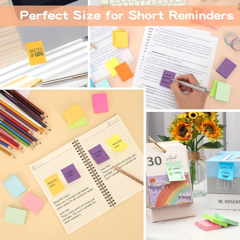 30pcs Mini Sticky Notes 12 Colors Self Adhesive Tiny Note Pad Bulk Tearable Box