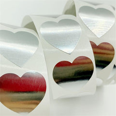 500 Heart Shaped Stickers - 1 Inch Silvery and Golden - Christmas Gift Labels